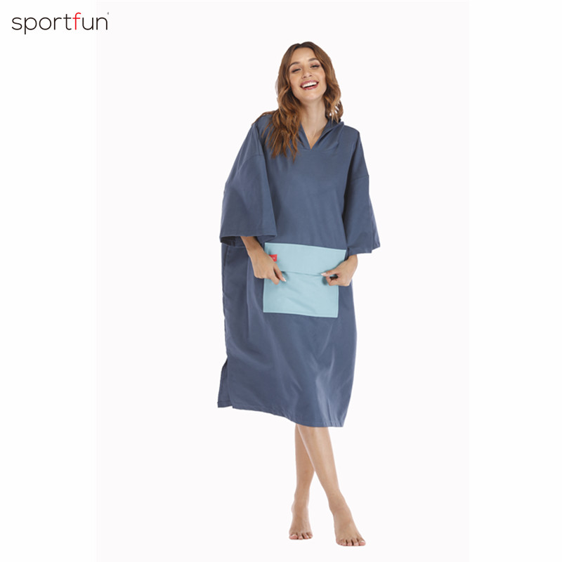 Blue Pocket Surfing Poncho