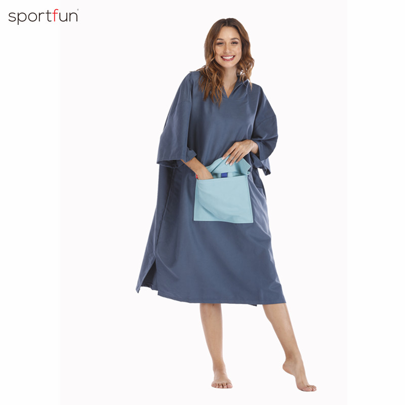 Blue Pocket Surfing Poncho