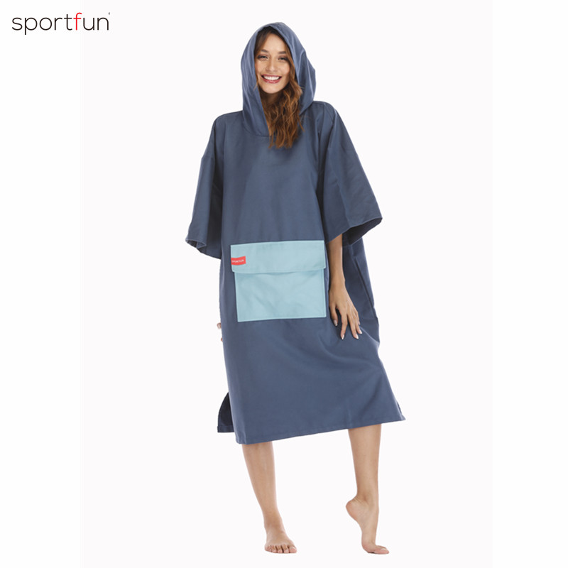 Blue Pocket Surfing Poncho